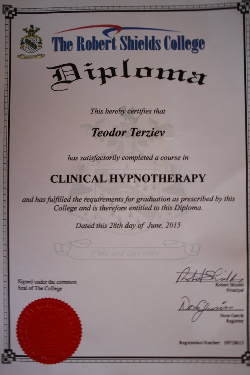 Диплома клинична хипноза